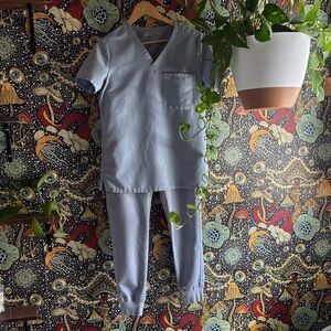 Figs Sky Blue scrubs. Like new.